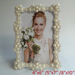 Metallbilderrahmen – Silber & Perlen – Verschiedene Grössen