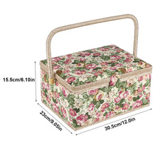 Nähkorb – Florales Stoffdesign – 30.5x23x15.5 cm