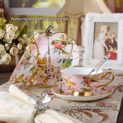 Pink Bird China Set – Elegantes Feinporzellan – Mehrteilig