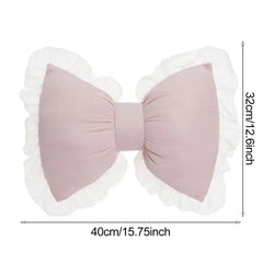 Plüsch Schleifen-Kissen – Romantische Spitze – 40x32cm