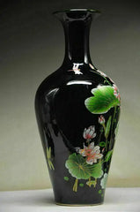 Porzellan Lotus Vase – Handgefertigtes Keramik Kunstwerk – 105x105x245mm