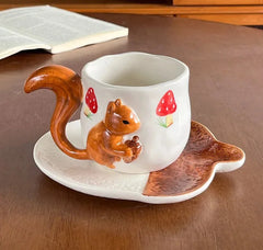 Porzellan-Teetasse & Untertasse - Eichhörnchen-Design - 350ml