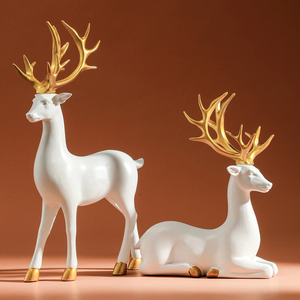 Moderne Harz Rentierfigur in Weiss für Wohnzimmer Dekoration