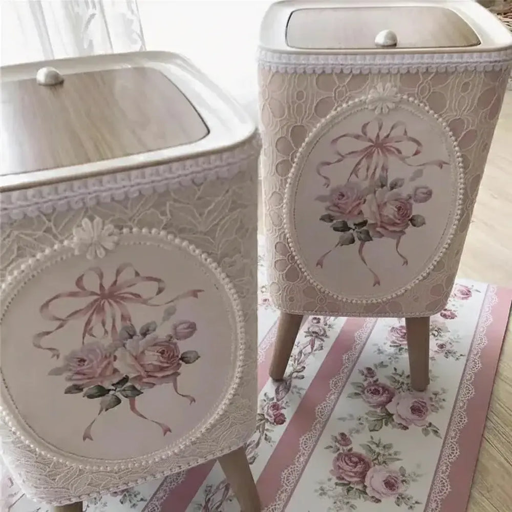 Retro-Spitzen-Mülleimer – Korean Leder – 22x22x35cm