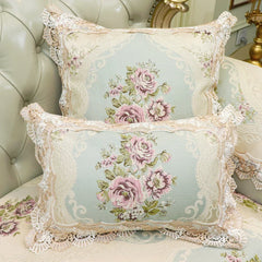 Romantische Spitzenkissenhülle floral, Grösse 50x50cm, Farbe: Beige, im koreanischen Stil mit abnehmbarem Bezug