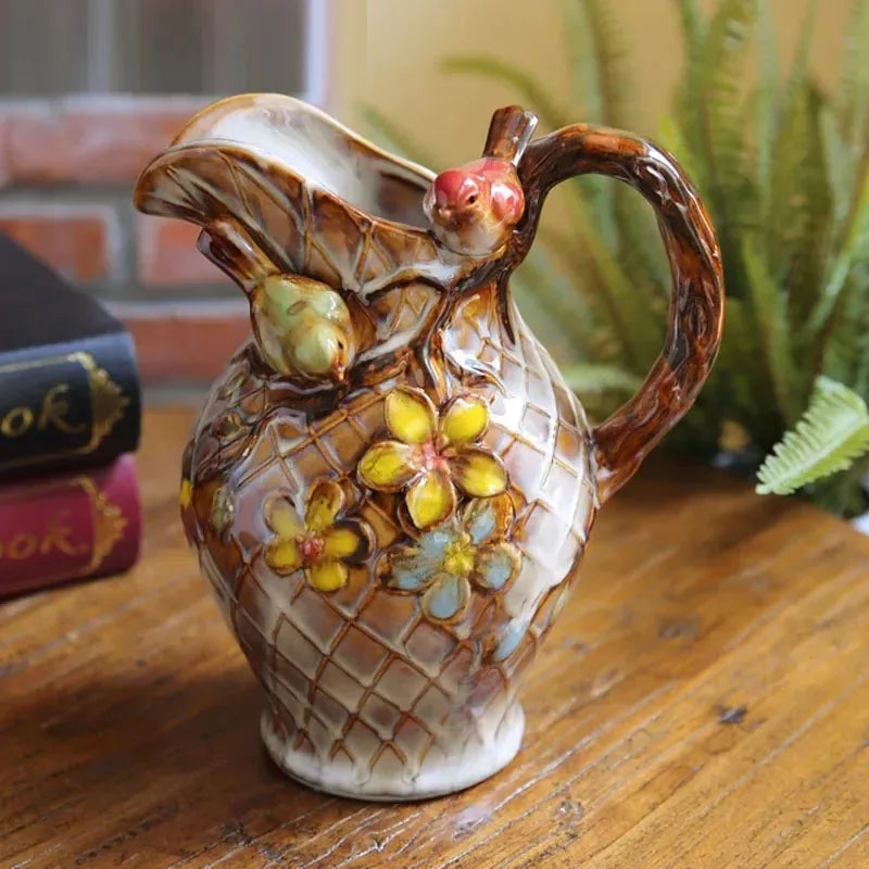 Rosen-Vase in Vogel-Form – Keramik Pastoral – M