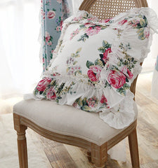 blumiger Baumwolle-Kissenbezug mit Rüschendesign in Farbe 09, 50x50 cm