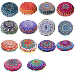 Runde Mandala Kissenhülle – Boho Polyester Deko 43x43cm