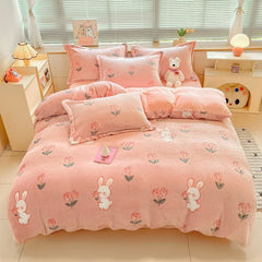 Florale Milchfleece – Moderne Doppelbettdecke 220x240