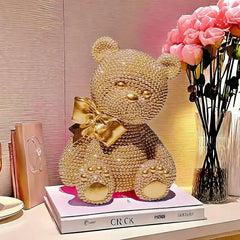 Kreative weisse Punkt-Bärenstatue – Resin-Dekoration