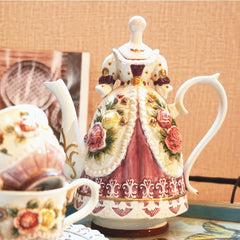 Keramik Kaffeehalter – Handbemalter 3D-Rosendeckel