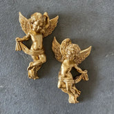 Cherub-Engel-Statuen – Goldenes Harz 14x8cm
