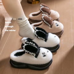 Baumwollpantoffeln – Tiermuster Pelz – Indoor Winter