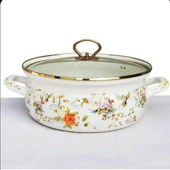 Emaille-Kochtopf – Stilvoller Glasdeckel – Mehrere Grössen