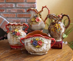 Keramik Handwerks Vase – Folk Art Design