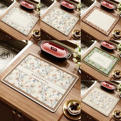 Retro Blumen Diatomitmatte – Modernes Küchenablauf – 50x80cm