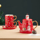 Keramik Weihnachts-Teeservice – Edles Design – 2 Tassen Set