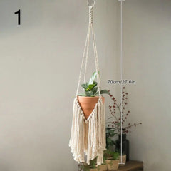 Makramee Pflanzenhänger - Handgemachte Baumwolle - 70–110cm