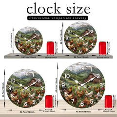 Rustikale Holz-Wanduhr – Bergdesign – 12 Zoll