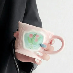 Keramikbecher – Retro Handbemaltes Design 9.5x7.5cm