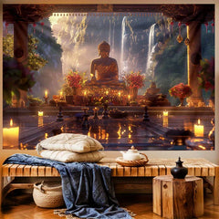 Tapisserie – Goldener Buddha Wasserfall – 150x200cm