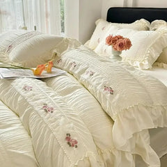 Koreanisches Prinzessin Bettwäsche Set – Baumwolle Rüschen 200x230cm