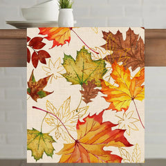Leinen Tischläufer – Herbstliches Ahornblatt Design – 150x33 cm