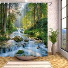 Wasserfall Duschvorhang - Polyester Ruhemomente - Diverse Grössen