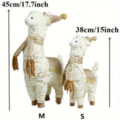 Festliche Alpaka-Figurine aus Textil und PP-Baumwolle, Farbe: Weiss, Grösse: 45cm