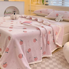 Peach Fleece-Decke – Gemütliches Fruchtdesign – Verschiedene Grössen