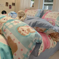 Süsse Mädchen-Bettwäsche – Cartoon-Polyester – Twin, Queen, Full