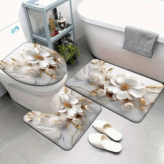 Badezimmermatte – Modernes Suede Blumenmuster