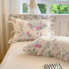 Baumwoll-Kissenbezüge - Blumenmotiv - 48x74cm Set