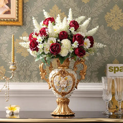 Elegante weisse Harzvase im europäischen Stil, 30CM x 25CM