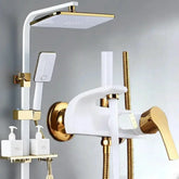 Regenbrausesystem – Messing Weissgold – Badezimmer Eleganz