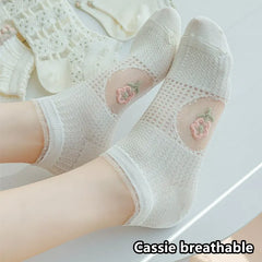 Transparente Socken Set – Vintage Floral Baumwolle – Niedriges Rohr