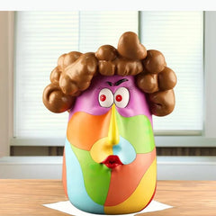 Cartoon Harz Blumentopf – Lockiges Mädchen, 16x22cm