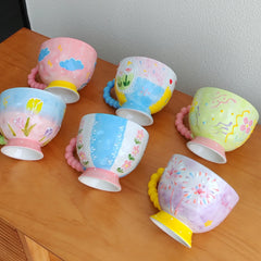 Handbemalte Keramiktassen – 430ml – Frühstücksgenuss