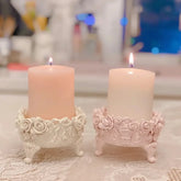 Rosa Kerzenhalter mit Schleife – Modernes Design – Wohnbereich