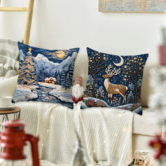 Weihnachtskissenbezug – Festliche Imitationsstickerei – Gemütliche Feiertagsdeko