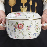 Vintage Suppentopf – Emaille, Porzellan-Optik