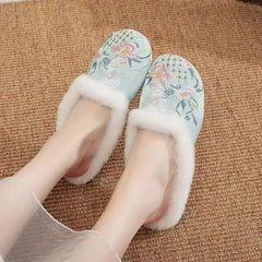 Damen Baumwollpantoffeln – Plüschseide & Wärme – Für Innen