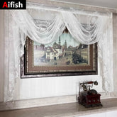 Weisse Spitzen-Scheibengardine – Luxuriöses Perlen-Design