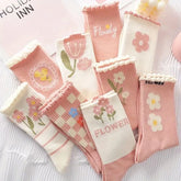 Socken Blumenmuster – Rüschendesign – 9er Set