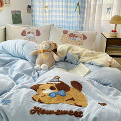 Niedliches Hunde Bettwäsche-Set – Einfaches Polyester – Queen Size