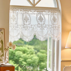 Romantische Weisse Tüll-Vorhänge – Bestickte Spitze – 170x65cm