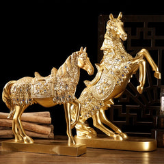 Goldenes Pferd Ornament – Harz Tier Design – Wohnzimmer Dekoration