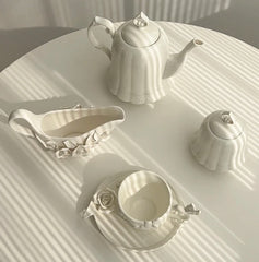 Vintage Keramik Kaffeeset – Handgepresstes Porzellan