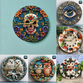 Holzwanduhr – Modern Skull – 30x30CM