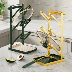 Topfdeckelhalter – Karbonstahl & Gold – Platzsparend